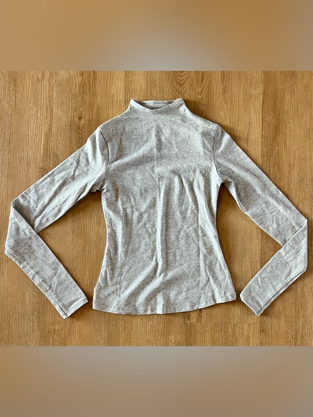 Skims Women's Light Gray Mock Neck Long Sleeve Top